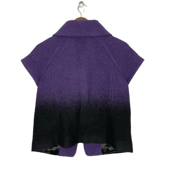 Classiques Entier | Purple Black Wool Blend Short Sleeve Button Layering Jacket - Picture 2 of 8